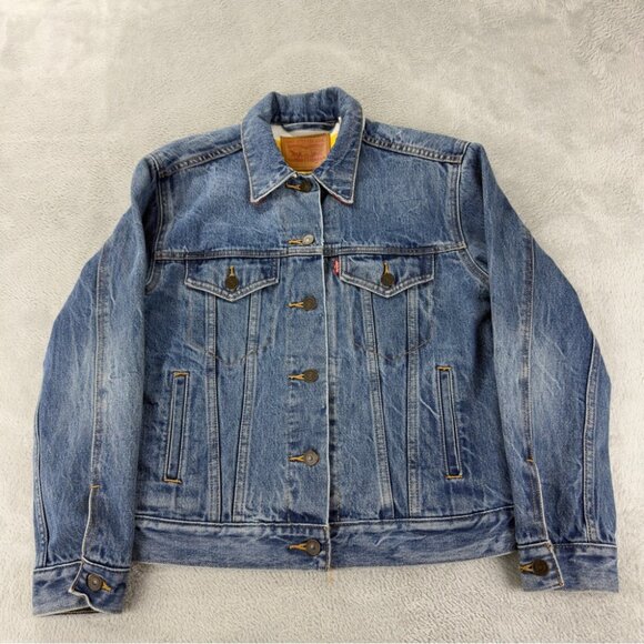 Levi's x Hudson's Bay Women's Sz S Reversible Blanket Lined Stripes Denim Jacket - Picture 4 of 15